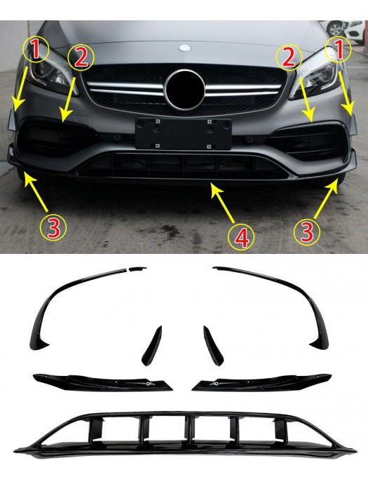 Přední spoilery Mercedes A W176 (2015-2018) černé lesklé